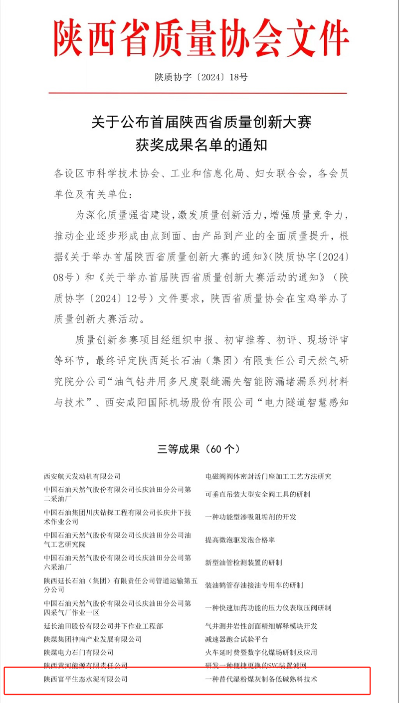 贊！富平公司質量管理再獲新獎項